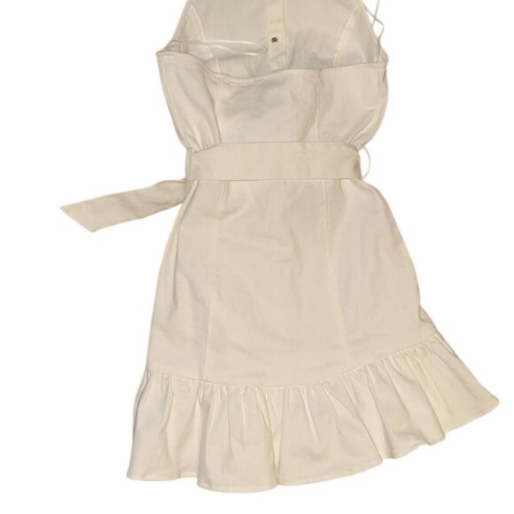 White halter neck mini dress with tie waist - Picture 4 of 4